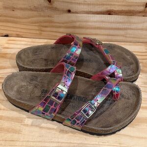 Birkenstock Mayari Gator Gleam Raspberry Pink Size 38/7